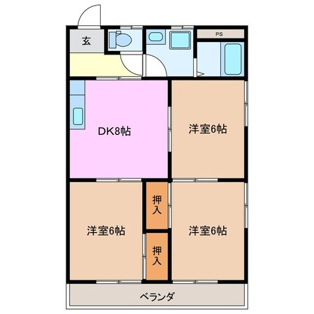 高茶屋駅 徒歩15分 2階の物件間取画像